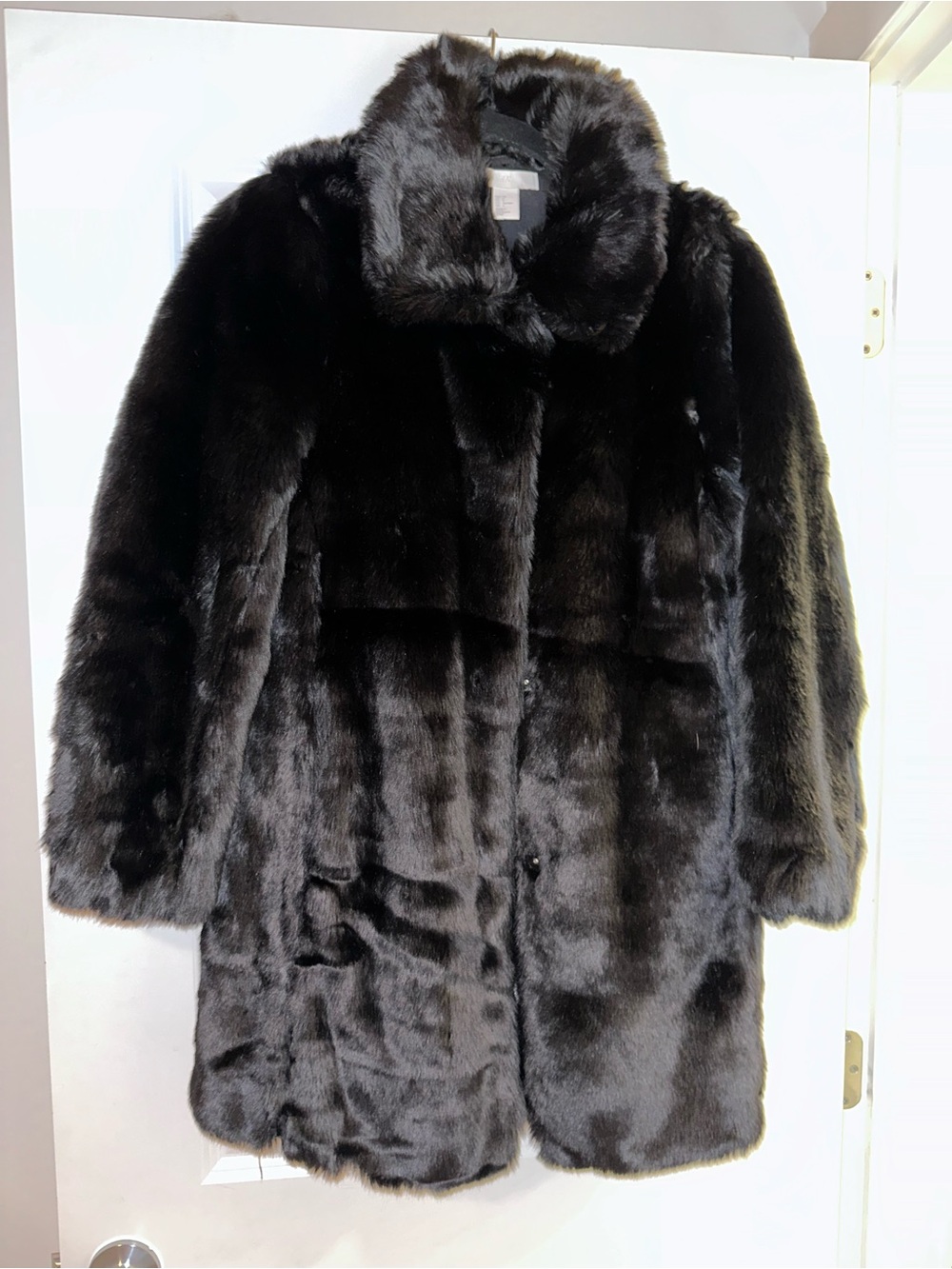 H&M Black Faux Fur Pea Coat